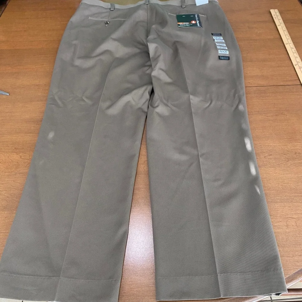Perry Ellis Portfolio Mens 42x30 Dress Pants Sandstone Tan Flat Front No Iron - Picture 9 of 10